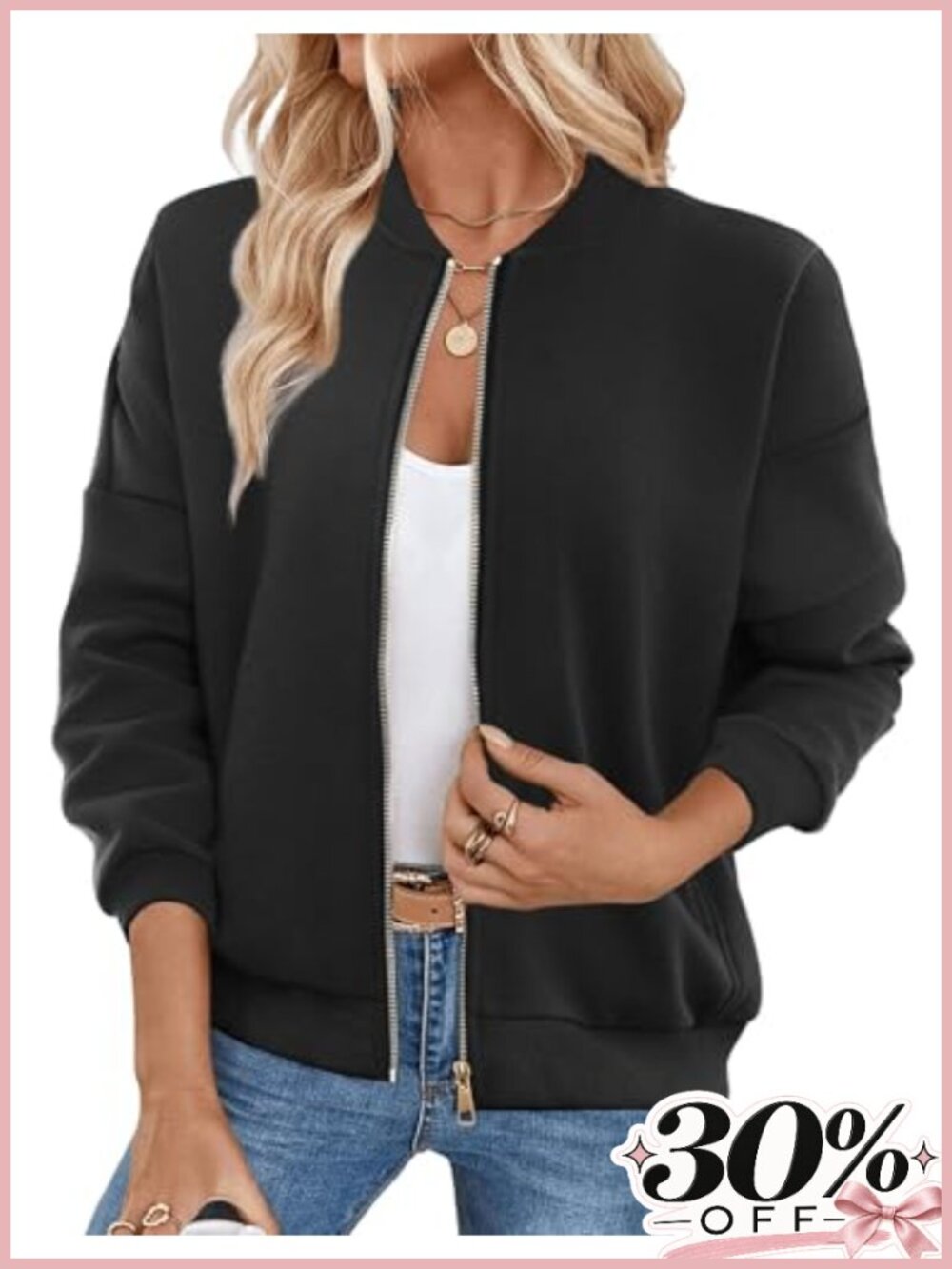 Women's Full Zip Fleece Lined Sweatshirt Loose Fit Zip Up Jacket with Pockets